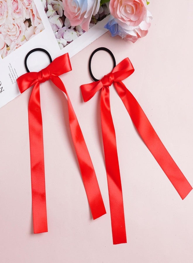 Fengek 30 Pcs Red Cheer Bows Bulk, Long Red Hair Bows for Girls and Women - Hair Ties for Cheerleading, Daily Wear & School Outfits - Image 4